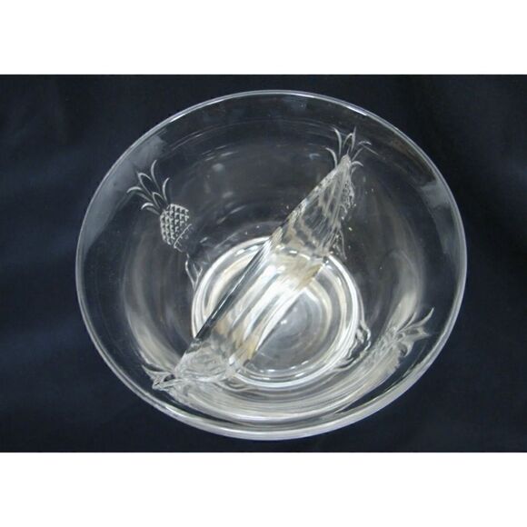 Heisey Glass Plantation Divided Condiment Bowl w/Sterling Silver Foot Pineapple - Picture 3 of 6